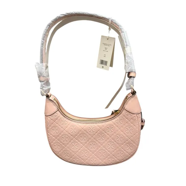 Tory Burch T Monogram Debossed Leather Crescent Shoulder Bag-Blush Pink New $469 - Image 2