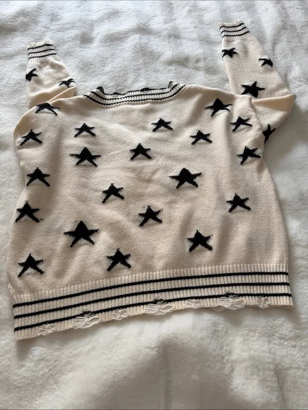 Rock N Rags THE SWEET LIFE SWEATER CREAM WITH BLACK STARS Size S - Image 14