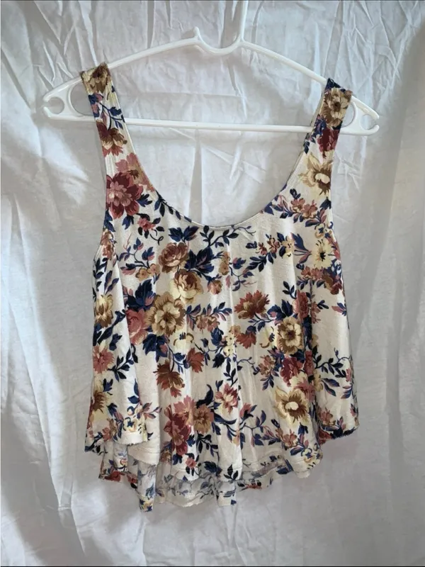 American Eagle Outfitters Floral Scoop Tank in Cream, Rust, Navy - Image 2