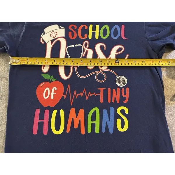 Primary Colorful Navy Elementary School Nurse Graphic Tee S, Back To School - Image 9