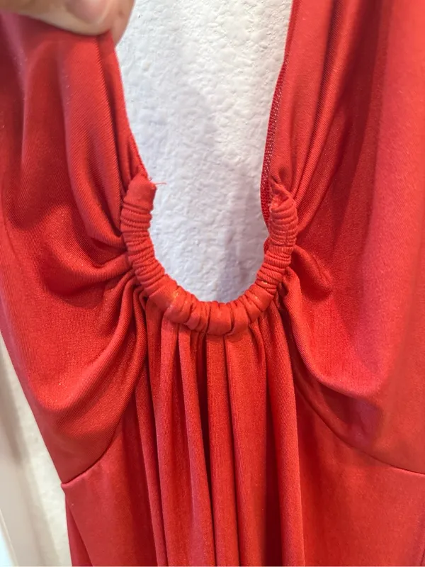 NIALI Red Plunging Halter Maxi Gown Dress Size 4 MSRP $518 - Image 3