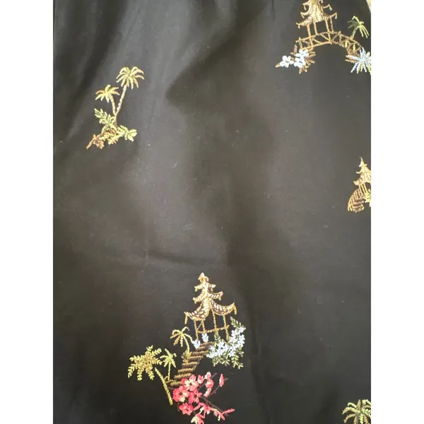 Talbots Black Embroidered Pagoda Palm Tree Wide Leg Pants Size 12‎ - Image 3
