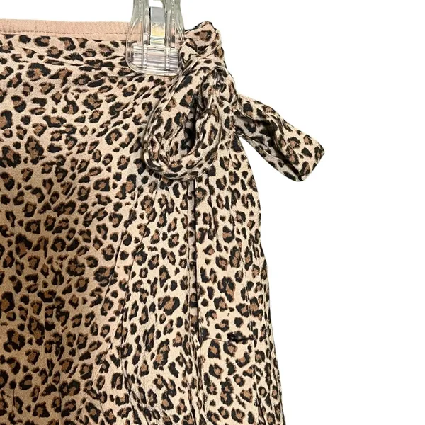 Abercrombie & Fitch Skirt Women's XS Brown Leopard Faux Wrap Ruffle Mini Summer - Image 11