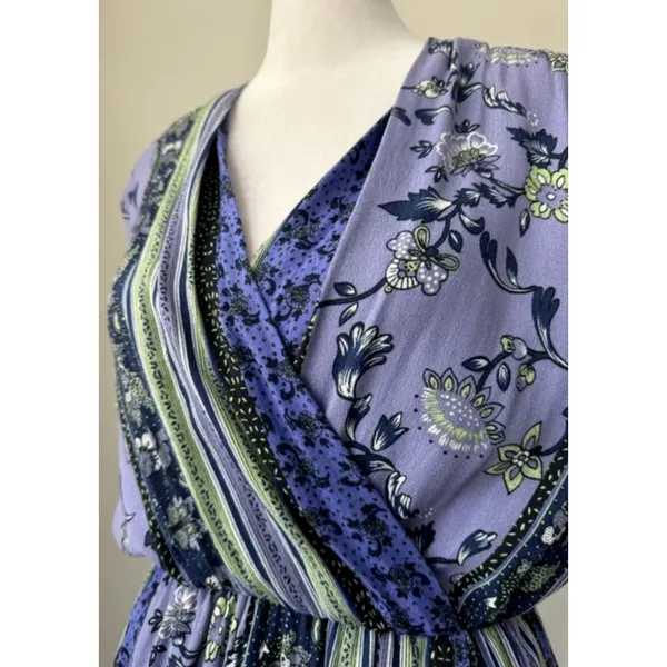 ASTR the Label Dress sz XS Purple Midi Floral Hi Lo Wrap Fairy Sleeveless - Image 5