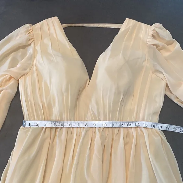 Women’s Full Length Chiffon V-Neck Zip Up Back Formal Dress Leg Split Size 14 - Image 9