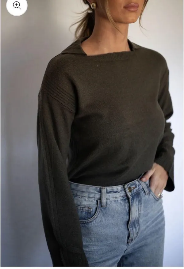 Olive Collared Sweater - Image 2