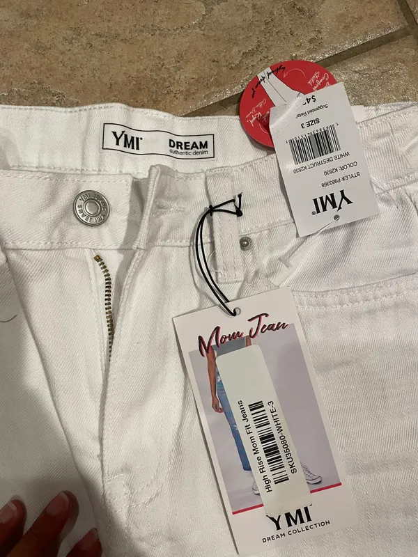 YMI Hybrid denim White Distressed Mom Jeans High Rise Dream Fit Size 3 New - Image 4