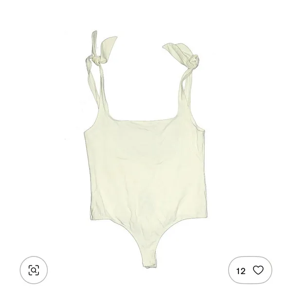 Intimately Free People NWT Off White Ivory Thong Bodysuit Faux Tie Tank Sz Large - Image 3