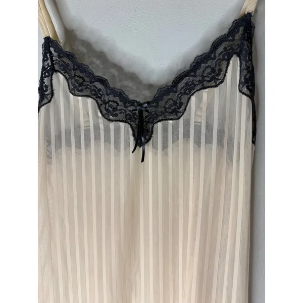 Heidi Heidi Klum pale orange‎ pleated sleeveless slip gray lace trim medium - Image 3