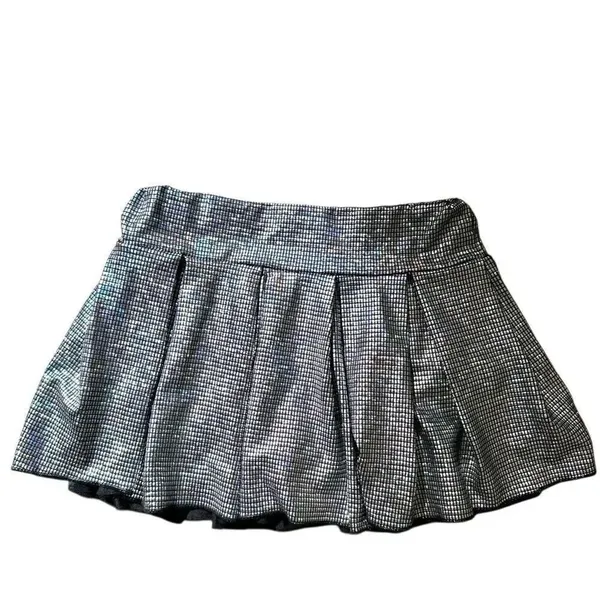 SHEIN EZwear Silver A-Line Mini Skort w/ Built-In Shorts | Size S - Image 7