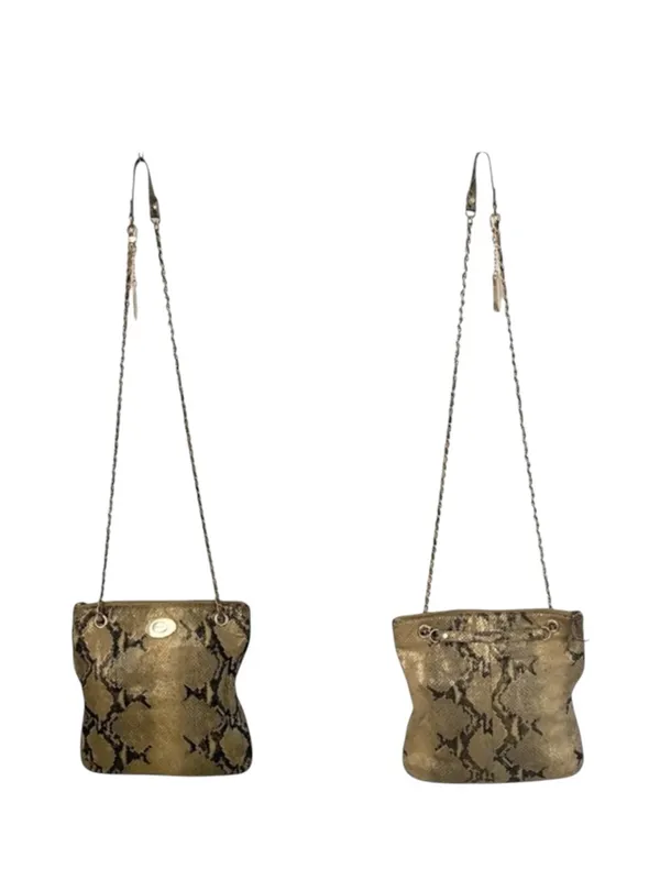 DKNY 𖤐 Convertible Crossbody Leather Handbag 𖤐 Metallic Python 𖤐 Gold Chain - Image 2