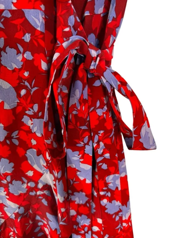 Alexis Silk Lorna Rouge Floral Wrap Midi Ruffle Hem Dress Size XS - Image 9