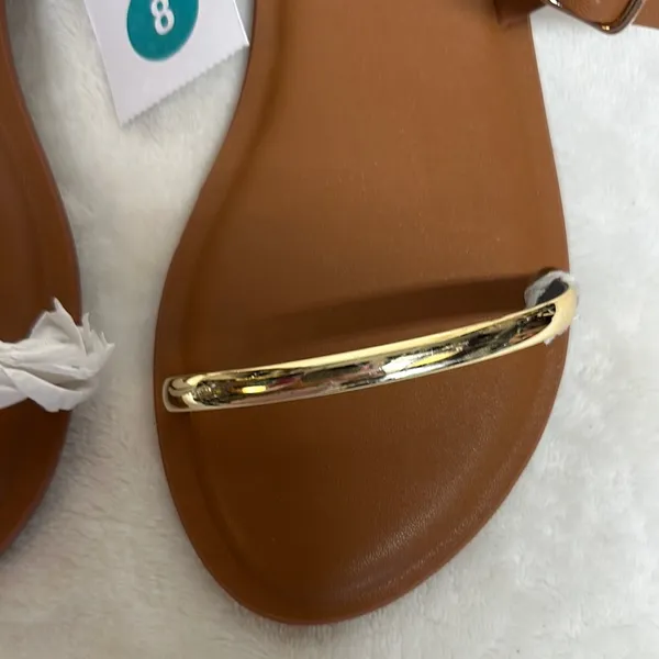 Universal Threads Brown and Gold Sandals Minimalist Design - Image 4