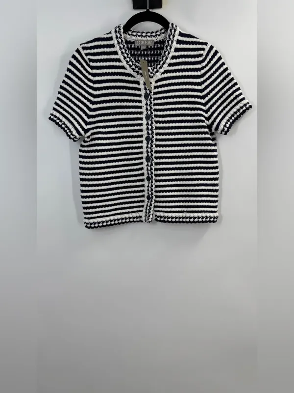 J.Crew Crochet short-sleeve cardigan in stripe - Image 4