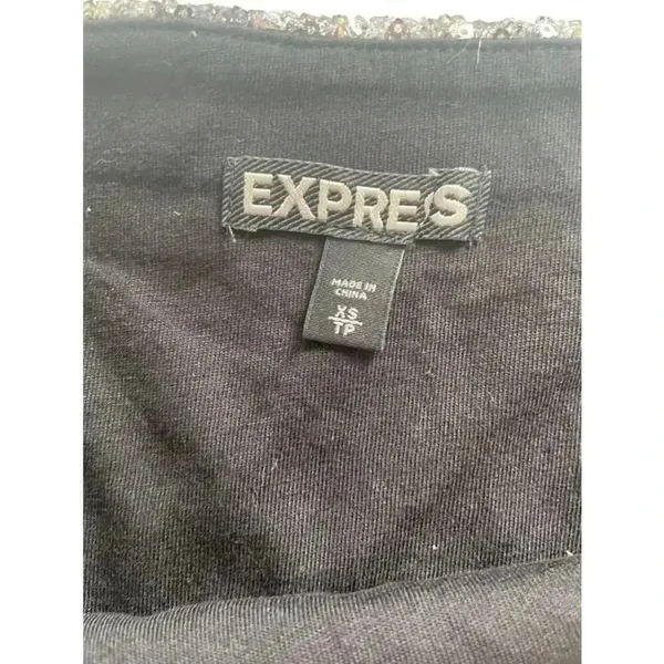 Y2K Express Sequin Snakeskin Pattern Mini Skirt - Black/Gold - Size XS 0289‎ - Image 6