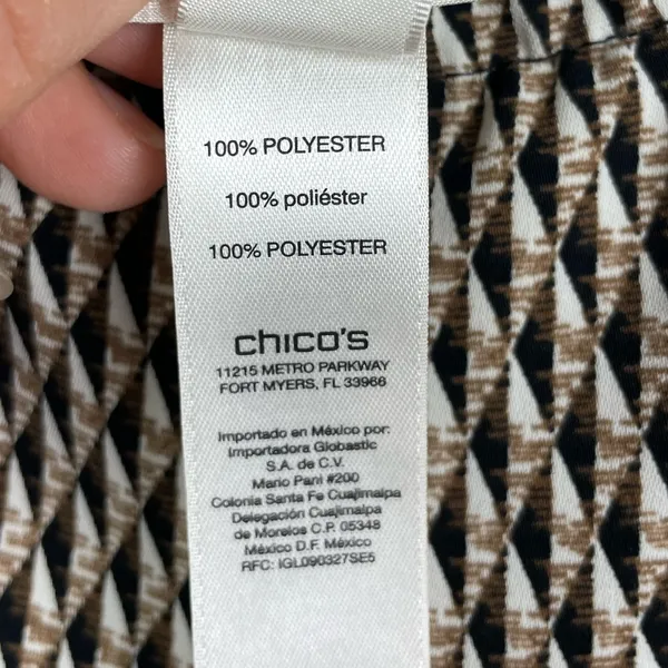 Chico’s Brown Black Diamond‎ Print Wide Leg Flowy Elastic Waist Pull On Pants - Image 6