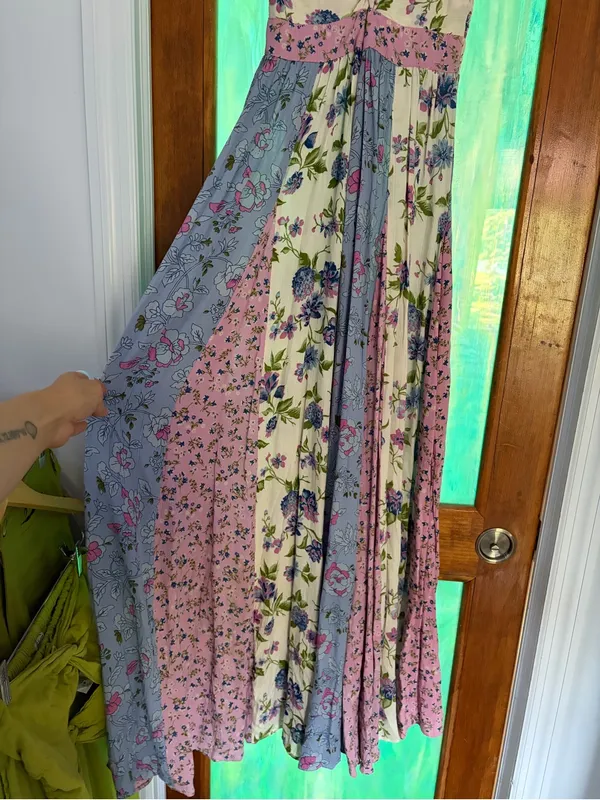 Angie pink and purple floral patchwork dress - Image 4