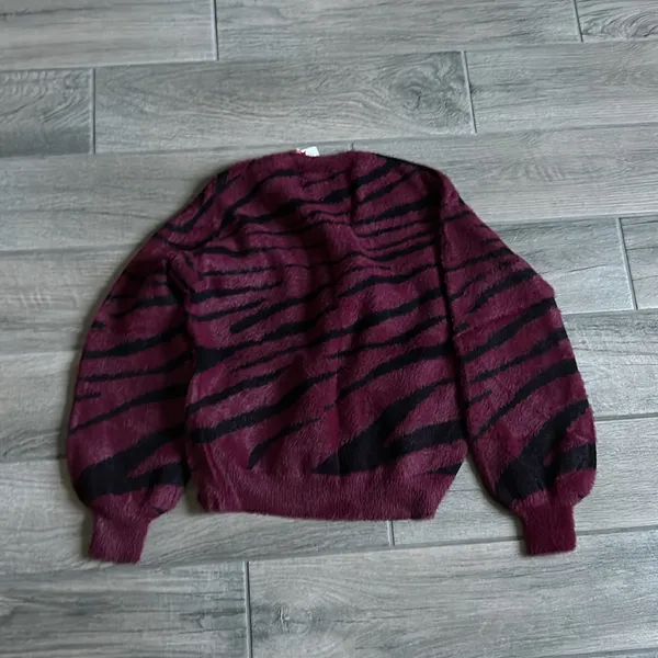 Skies are blue burgundy zebra sweater - Image 5