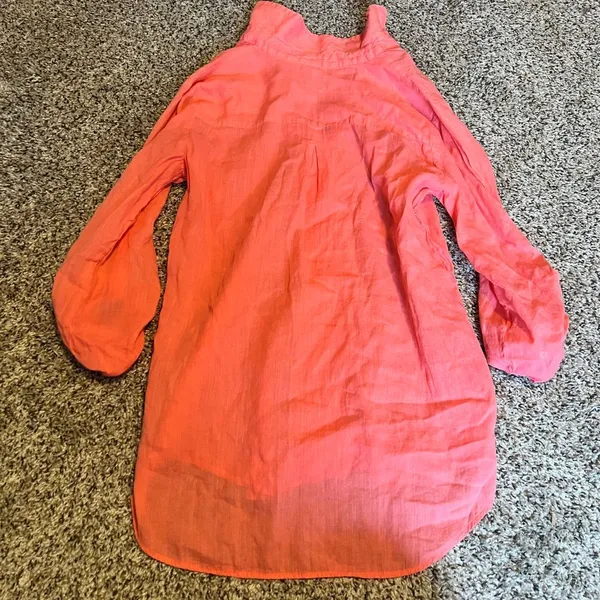 Zara Basic Coral V-Neck Long‎ Sleeve Blouse Casual Office Top XS - Image 5
