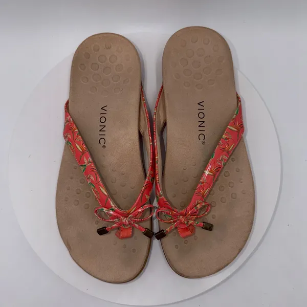 Vionic Bella II Coral Pink Floral Bow Orthotic Sandals Womens 11 Wide - Image 6