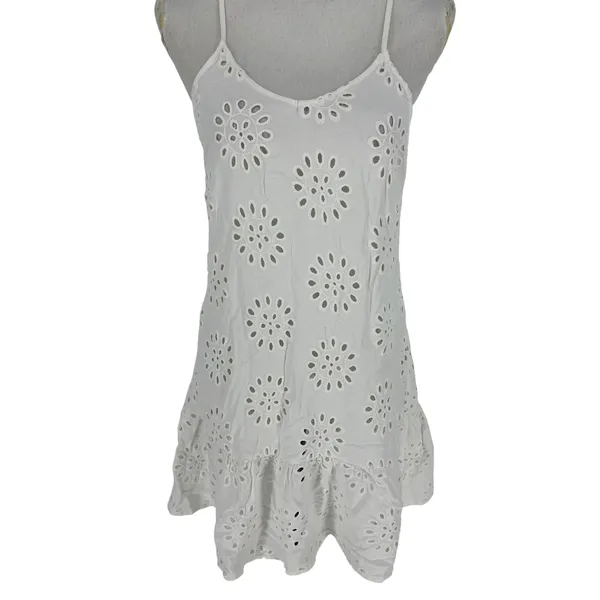 Maaji White Eyelet Spaghetti Strap Swim Cover-Up Dress Size S‎ - Image 4