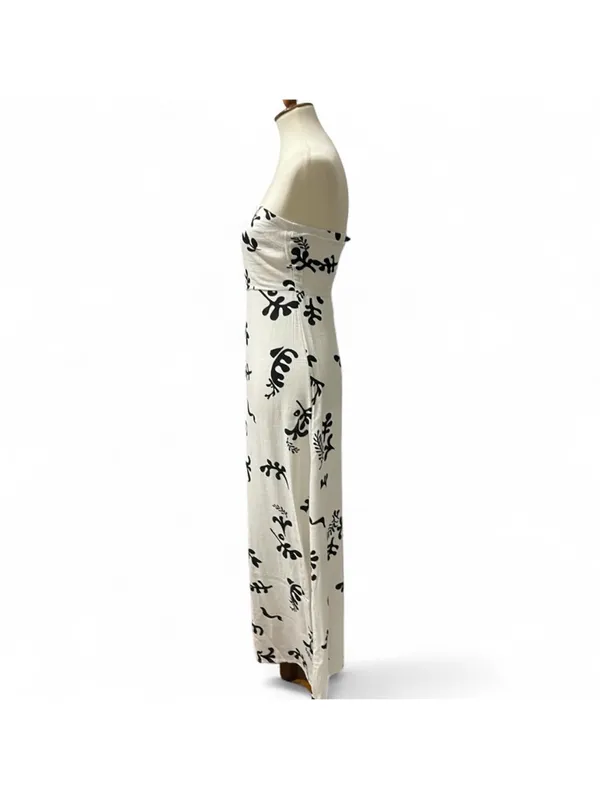 Paper Heart White & Black Floral Linen Maxi Dress - Image 6