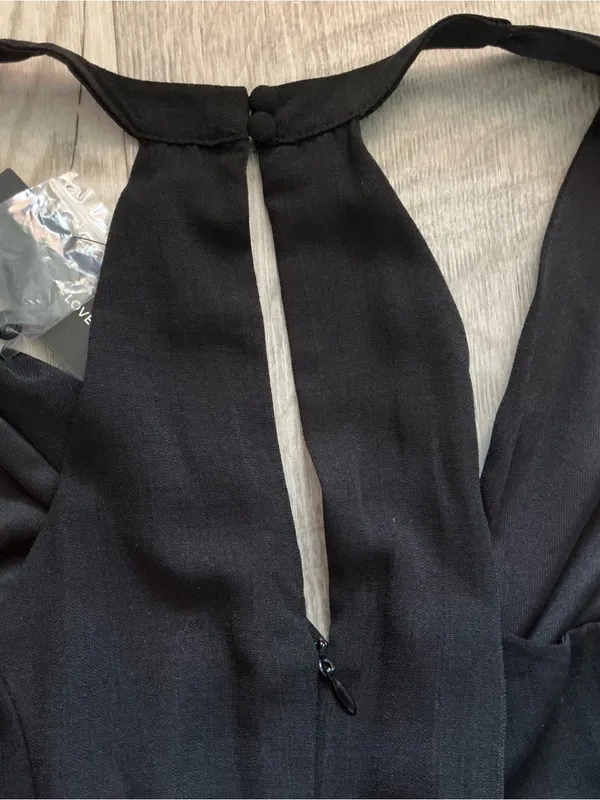 Lulus black jumpsuit women’s haltertop size XS belted - Image 12