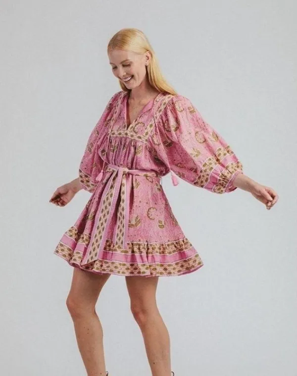 💕CLEOBELLA💕 Magdalena Mini Dress ~ Pink Wildflower Block Print Medium M NWT - Image 7