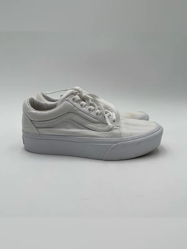 VANS Old Skool Platform White Shoes Women’s Size 7 Unisex Skate Sneakers Casual - Image 4