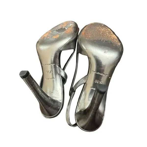 Balenciaga Leather Slingback Sandals Metallic Sandals, Shoes Size 361/2 US 6 - Image 5