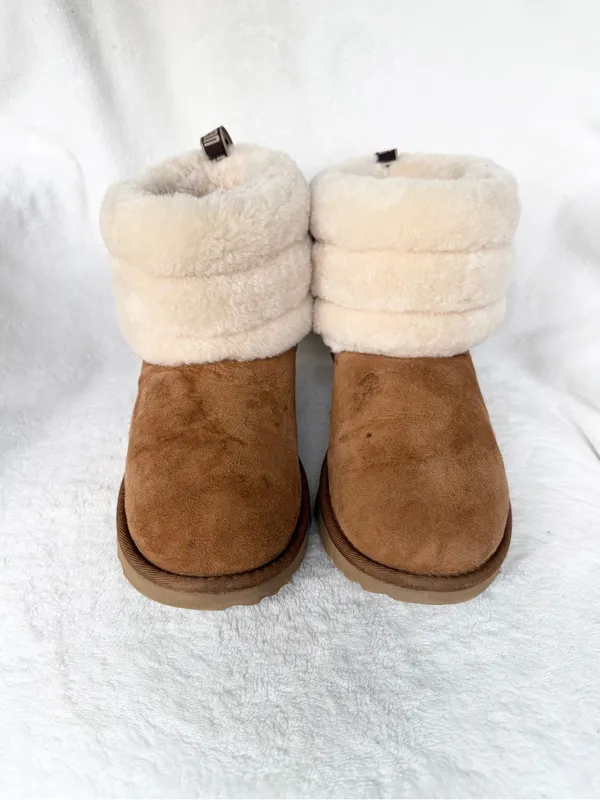 UGG Women’s Fluff Mini Quilted Boots Chestnut Size 5 FITS KIDS USA SIZE 3 - Image 2