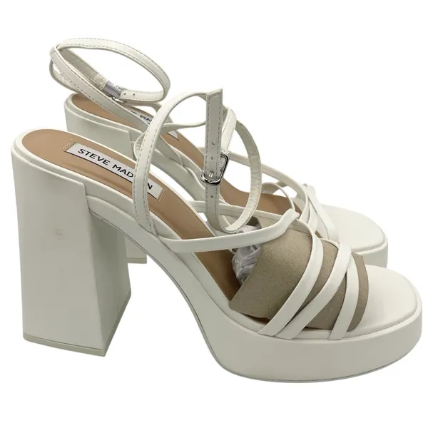 Steve Madden affection strappy white heel platform sandals women’s Size 11M - Image 2