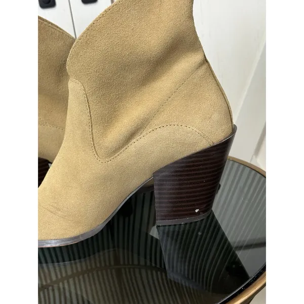 Reserved Womens Western Ankle Boots Size EU 36 US 5 Tan Suede Pointed Toe Heel - Image 12