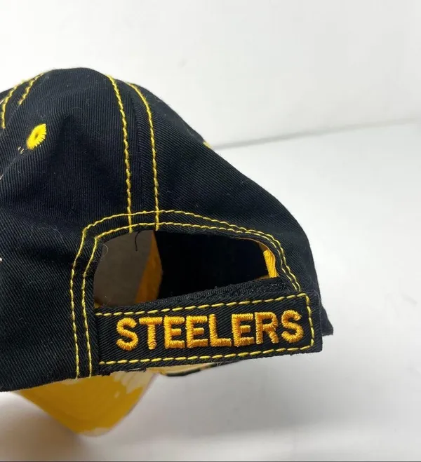 Reebok Vintage NFL Pittsburgh Steelers Bleach Splatter Dad Hat OS - Image 8