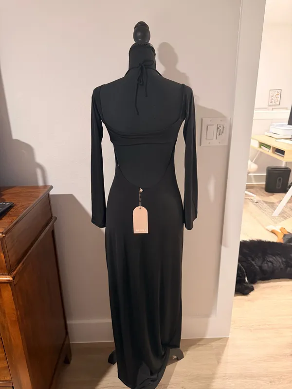 NWT MESHKI Tia Slinky Off Shoulder Maxi | Dress Black Size M - Image 7