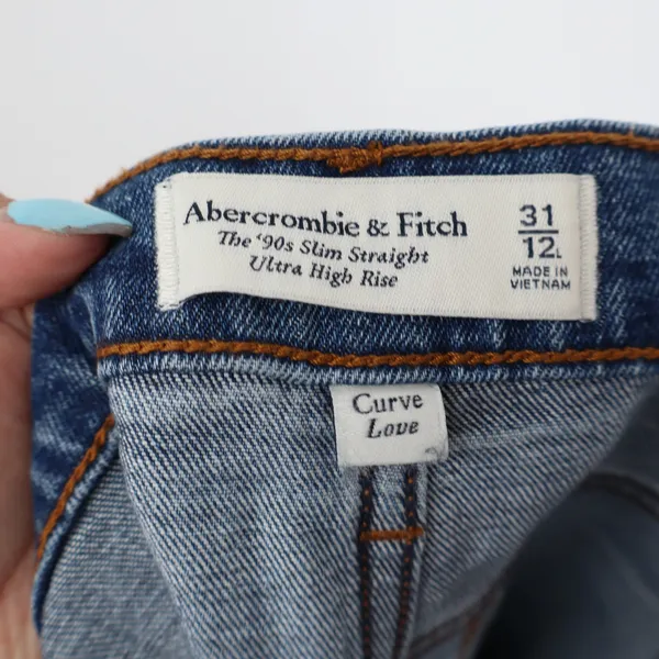 Abercrombie & Fitch Jeans Women's 31/12 90s Slim Straight Blue Distressed - Image 2