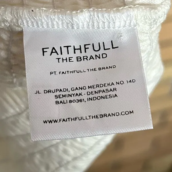 Faithfull The Brand Cette Mini Dress White Linen Puff Sleeve Smocked Size M/US 6 - Image 8