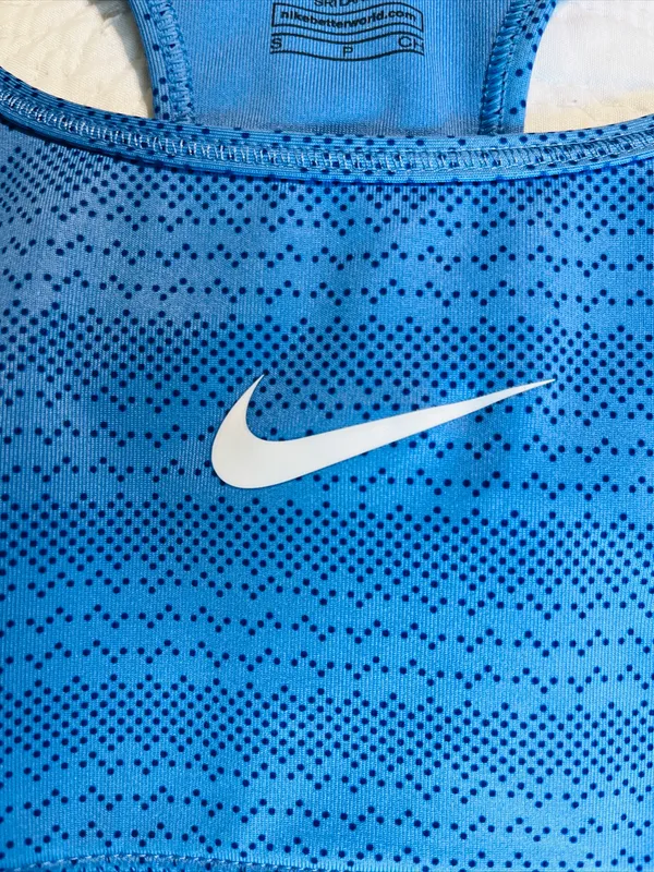 Nike Dri Fit Sports Bra Blue Print Athletic Running Womens Small - Image 5