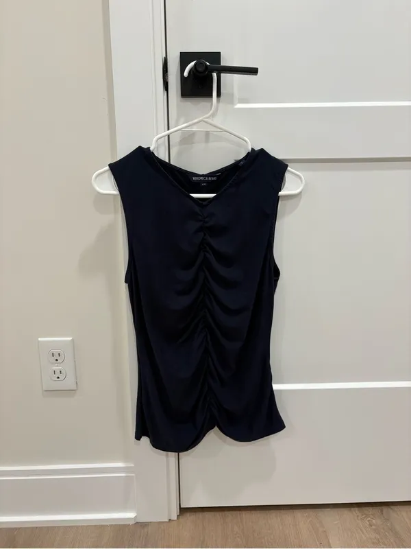 Veronica Beard Neeta Center Ruched Sleevless Knit Top Size Medium - Image 2