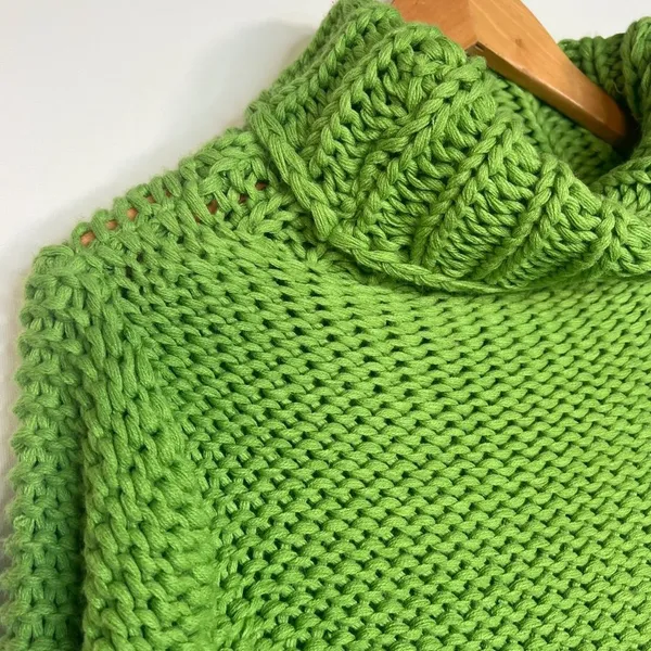 Glamorous Green Chunky Knit Turtleneck Pullover Sweater Womens S - Image 7