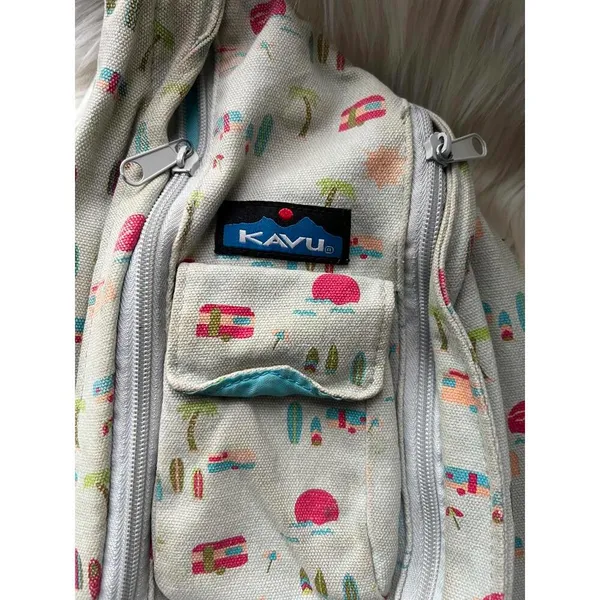 KAVU Sling Bag Cream with Pink Campers - Image 3