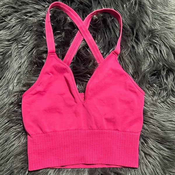 Free People Good Karma Crop Top Bright Pink Tank Top Size XS - Image 3