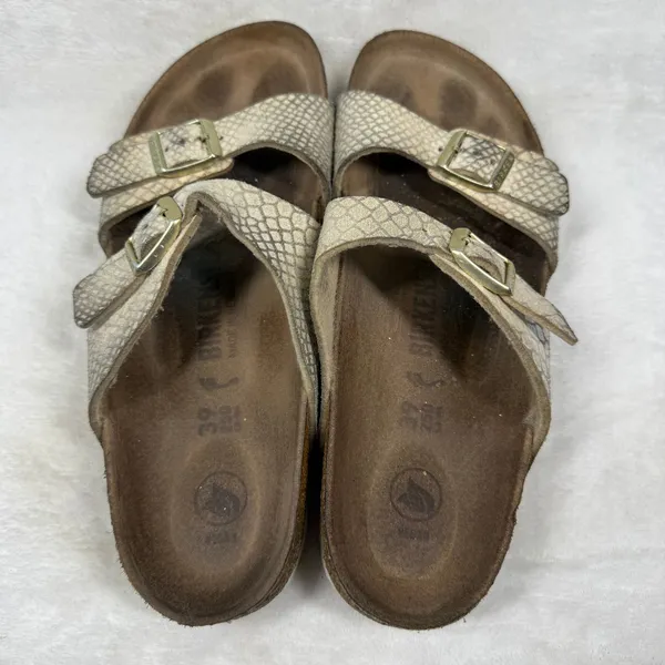 Birkenstock Arizona Shiny Snake Cream Iridescent Sandals Womens 39N EU 8-8.5 US - Image 4