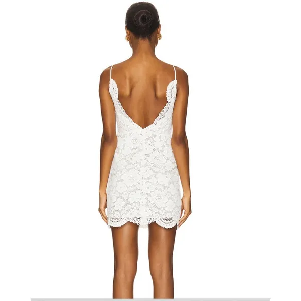For Love & Lemons White Floral Lace Mini Dress Spaghetti Strap NWT Size Small - Image 2