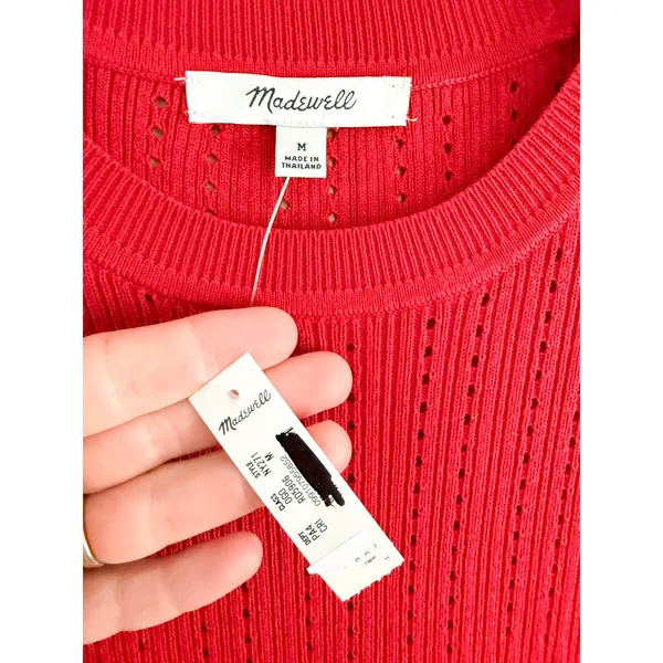 Madewell | NWT The Signature Knit Crewneck Midi Dress in Crimson | Sz M - Image 5