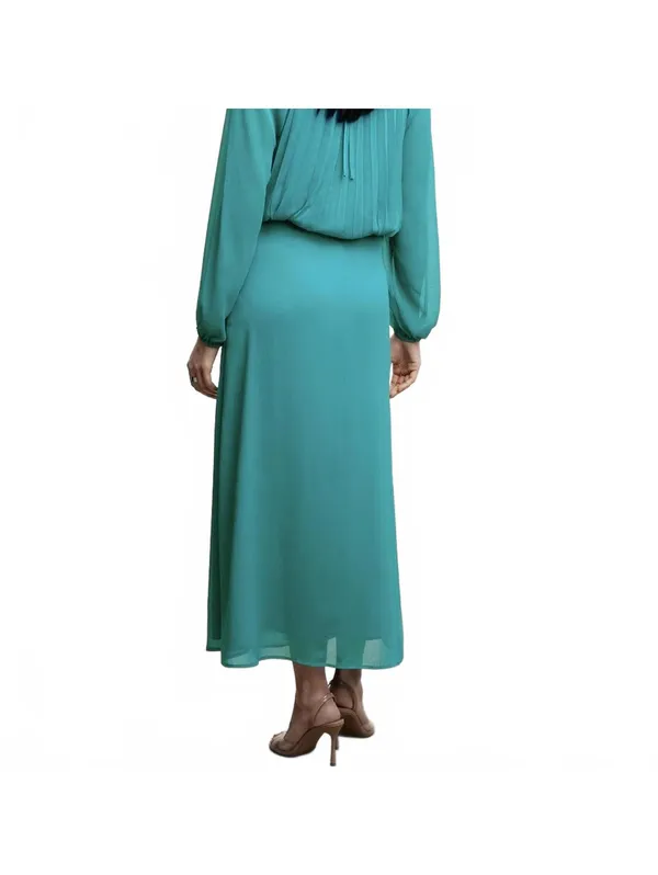 Mango High-Waist Long Flowy Maxi Skirt Turquoise Green Blue NWT Size XS - Image 5