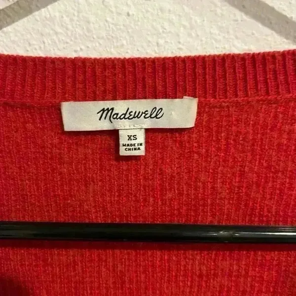 Madewell Kyle Waffle Henley Red XS Holiday Versatile Comfortable Basic - Image 4