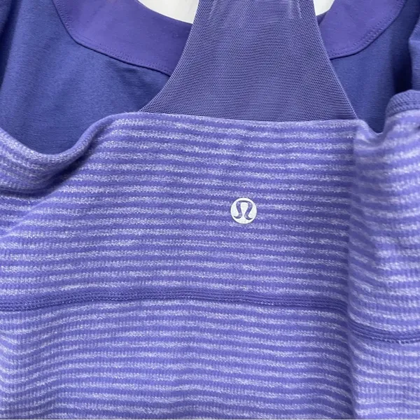 Lululemon Purple Striped T Back Tank Top Womens 8 Athletic Gorpcore Shirt Gym - Image 3