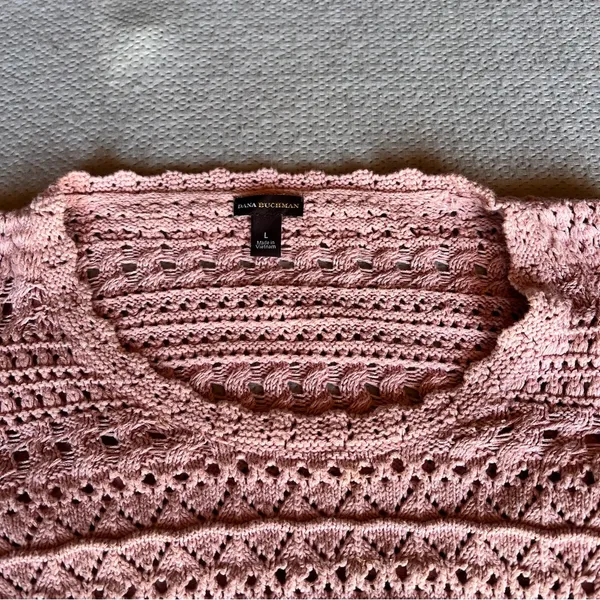 Dana Buchman Women's Pink Thick Heavyweight Crochet Vintage y2k Sweater Large - Image 3