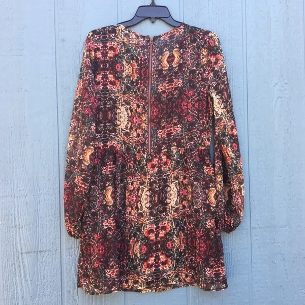 Abercrombie & Fitch Multicolor Floral Lined Long Sleeve Swing Dress Size Medium - Image 4